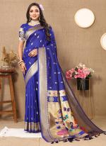 Soft Silk Royal Blue Traditional Wear Weaving Saree